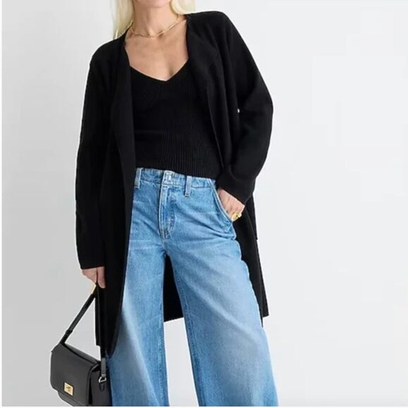 J.Crew Women's Juliette Collarless Sweater Blazer black S Small long - Picture 1 of 7